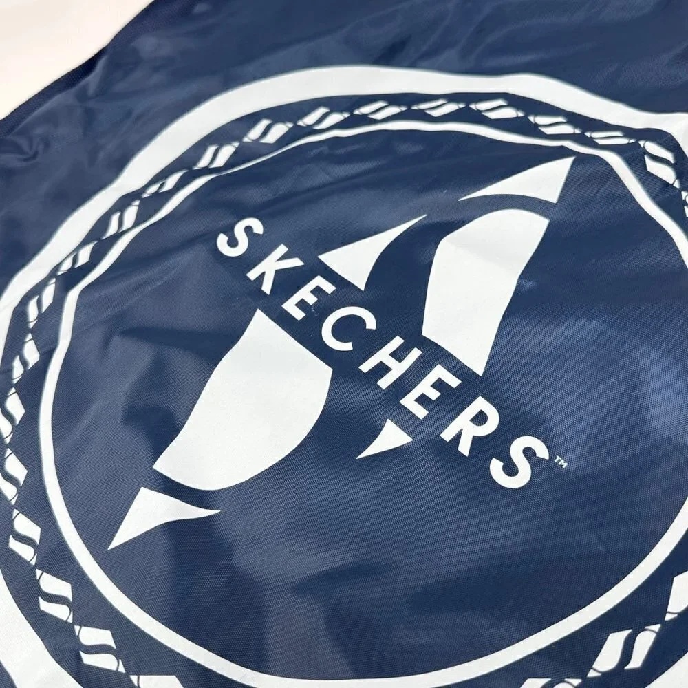 Skechers Nylon Drawstring Bag Gym Bag Navy Blue White Logo Backpack Day Pack
